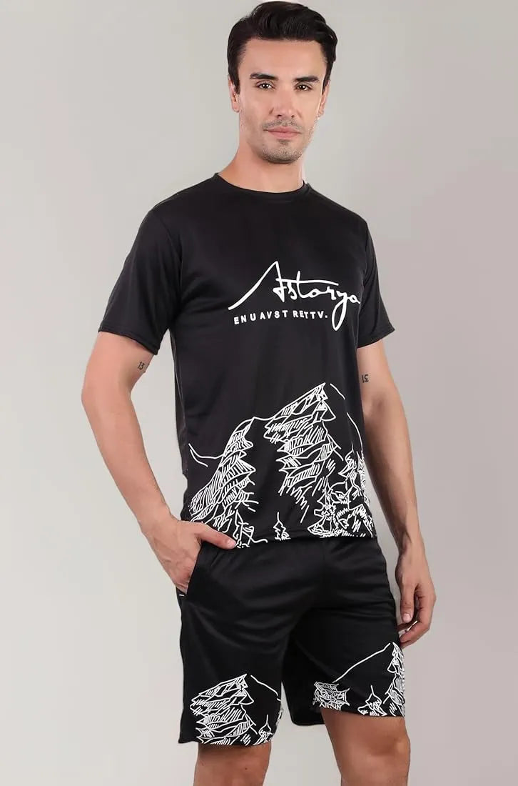Mountains printed Astarya Men's 2 pcs short
