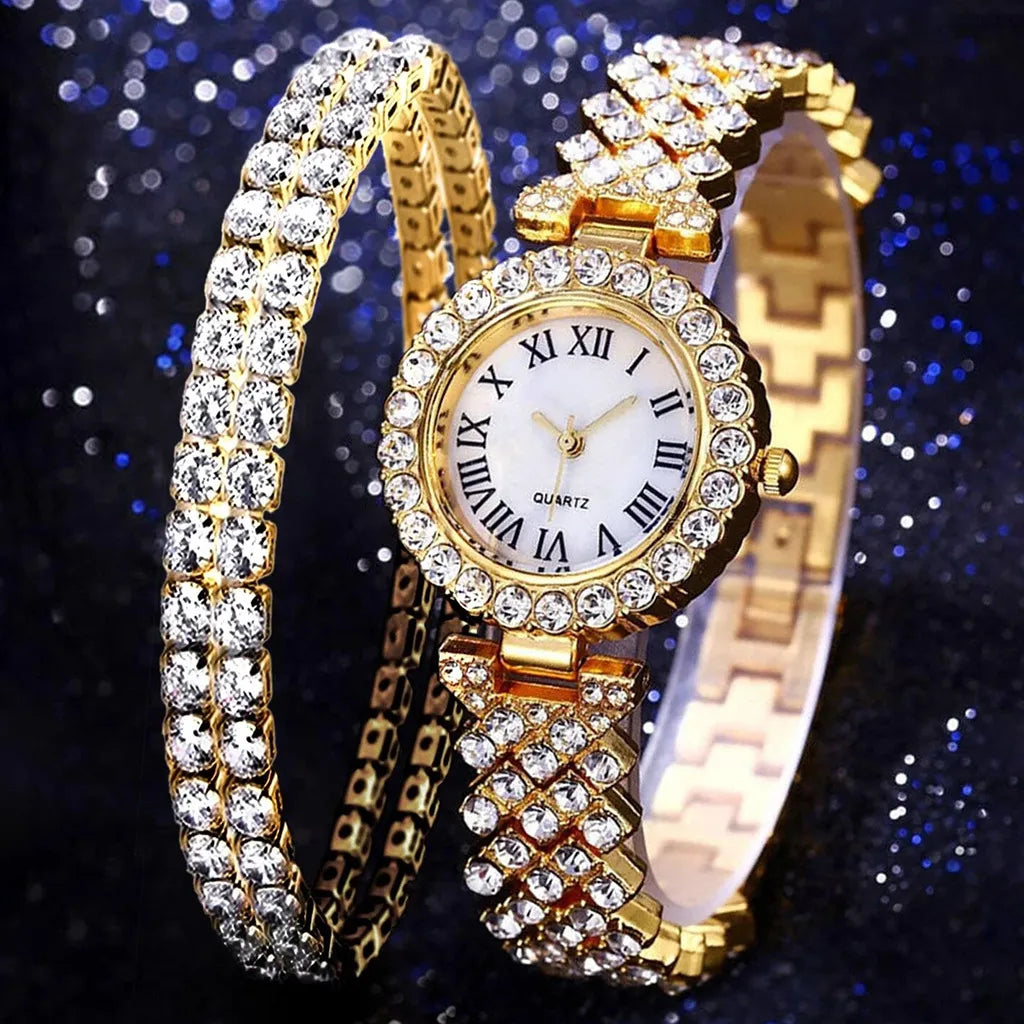 Foreign Trade Fashion Roman Pattern Diamond Women's Watch