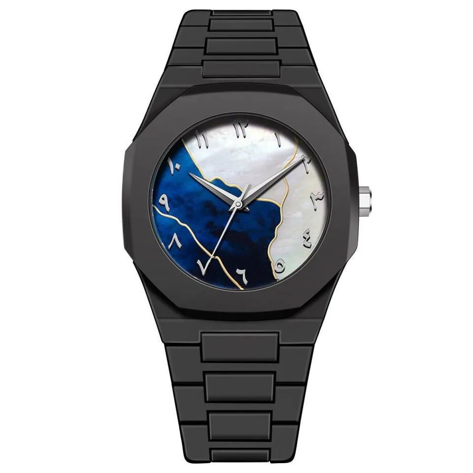New Arabic Men’s Aura Watch Black Modern Creative Design