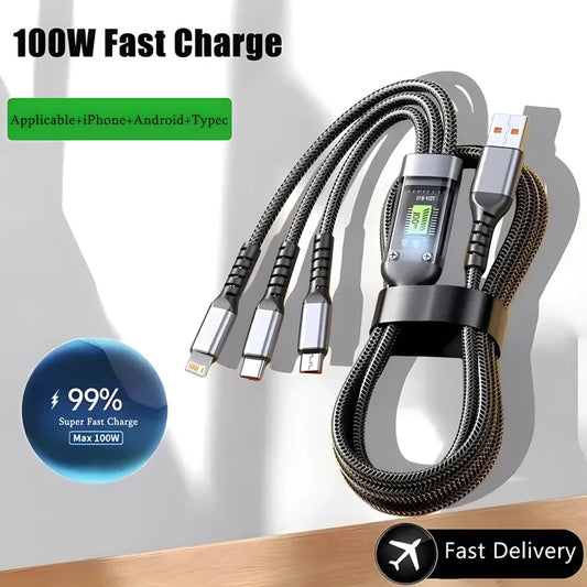 100W Fast Charging Cable Multi Charger Cable