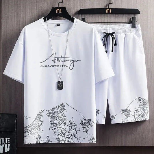 Mountains printed Astarya Men's 2 pcs short