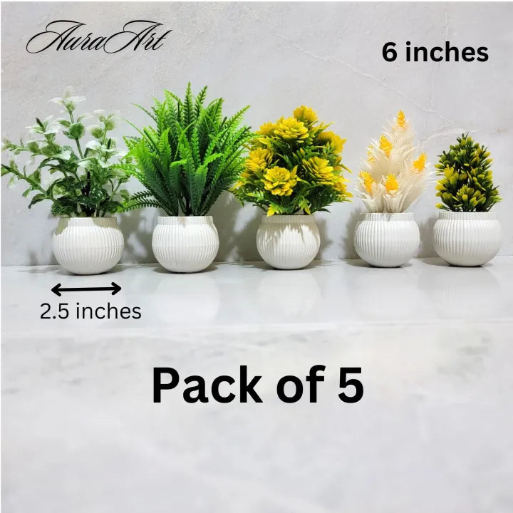 Set of 3, 5 Artificial flowers Small Plants -