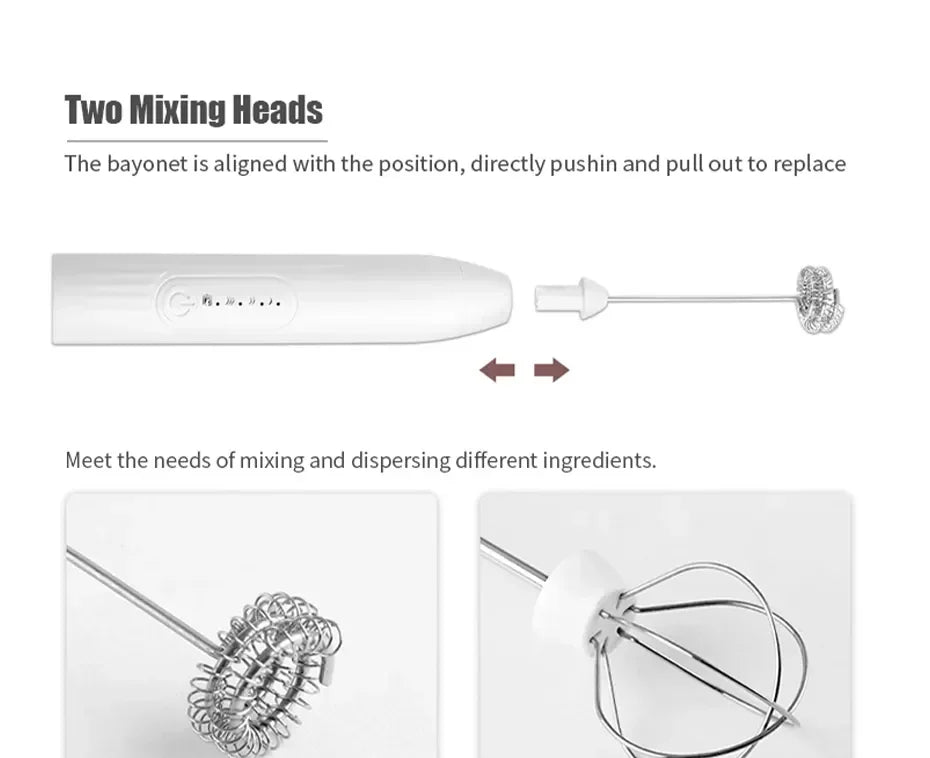 2 in 1 USB Rechargeable Electric Egg And Coffee Beater