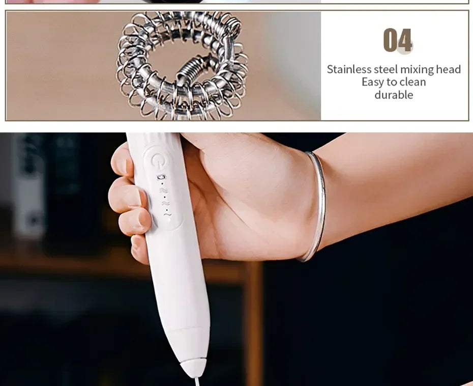 2 in 1 USB Rechargeable Electric Egg And Coffee Beater