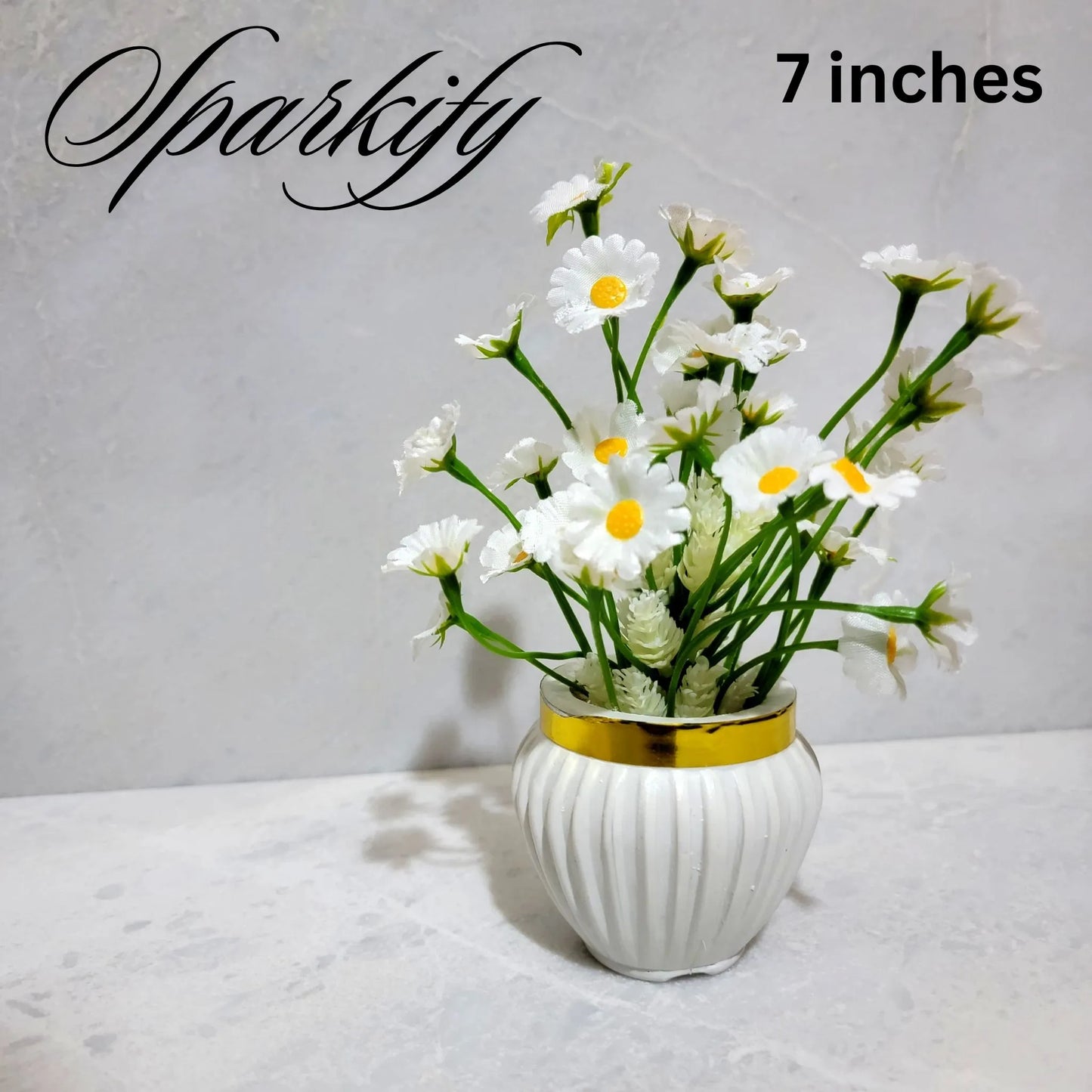 Set of 3, 5 Artificial flowers Small Plants -