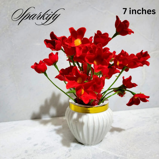 Set of 3, 5 Artificial flowers Small Plants -
